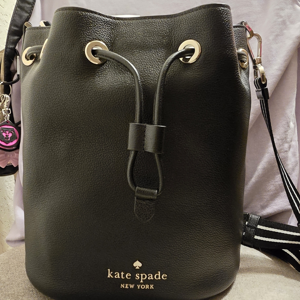 Kate Spade Black Leather Bucket Bag